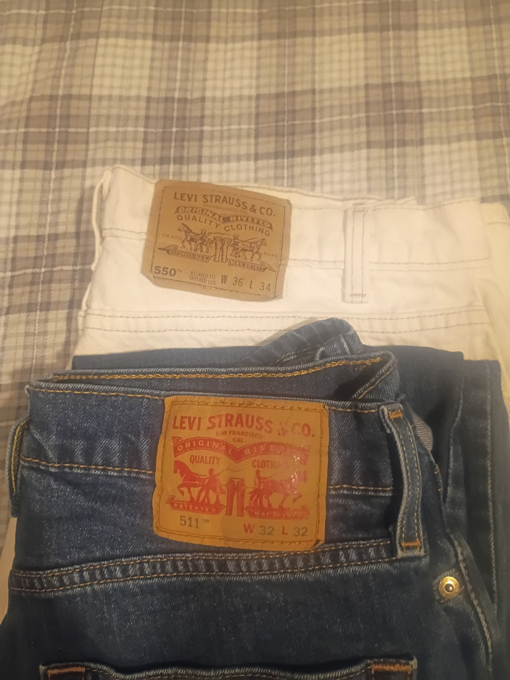 Levi's Men's Jeans – White and Blue Denim